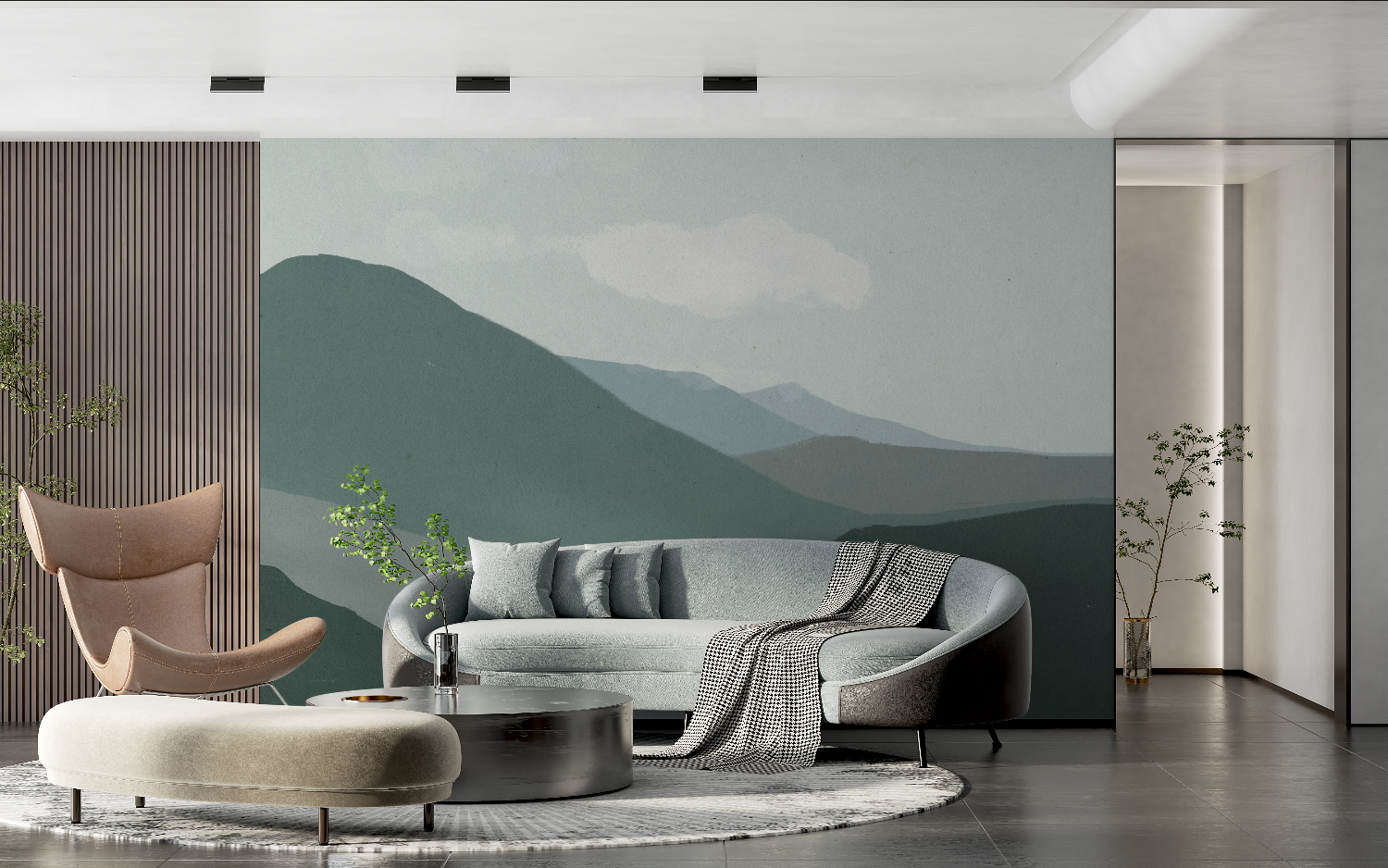 Papier peint aquarelle paysage nordique tendance 2024