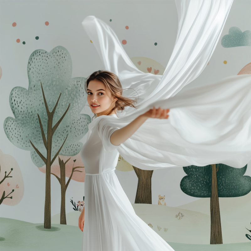 Papier peint arbre chambre enfant modele