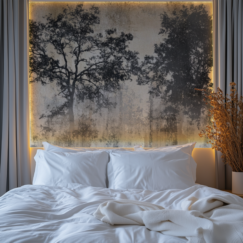 Papier peint arbre sur beton chambre tendanc