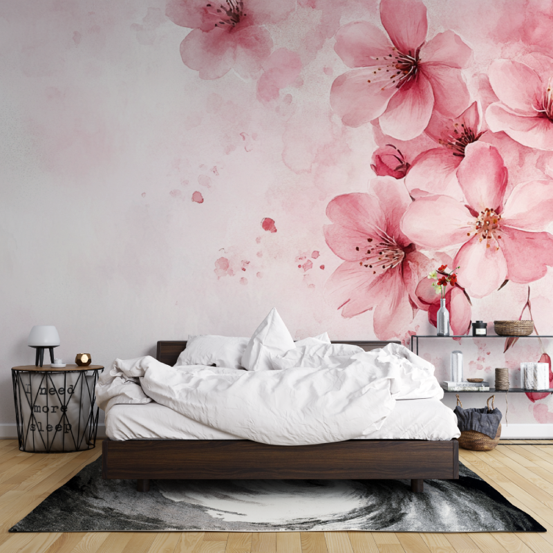 Papier peint aquarelle petales tombants leroy merlin mur