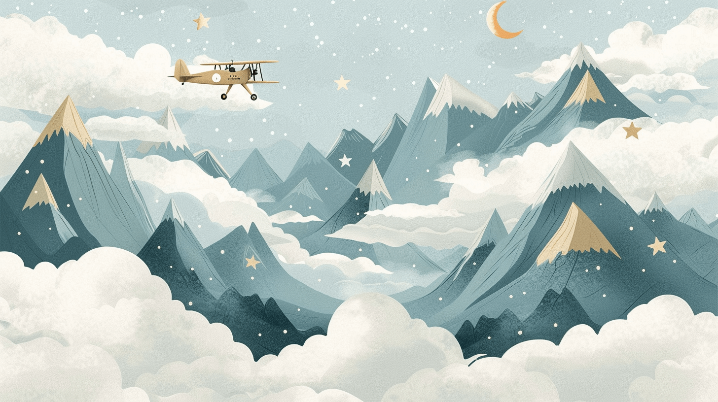 Papier Peint Panoramique Scandinave Montagne Enfant