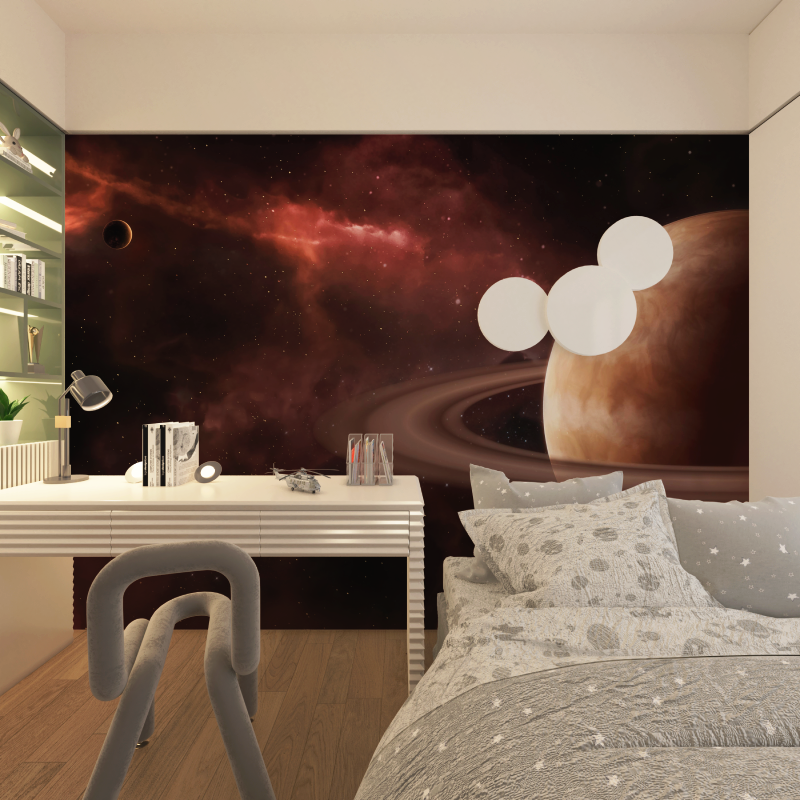 Papier peint espace lune saturne chambre chambre adolescents