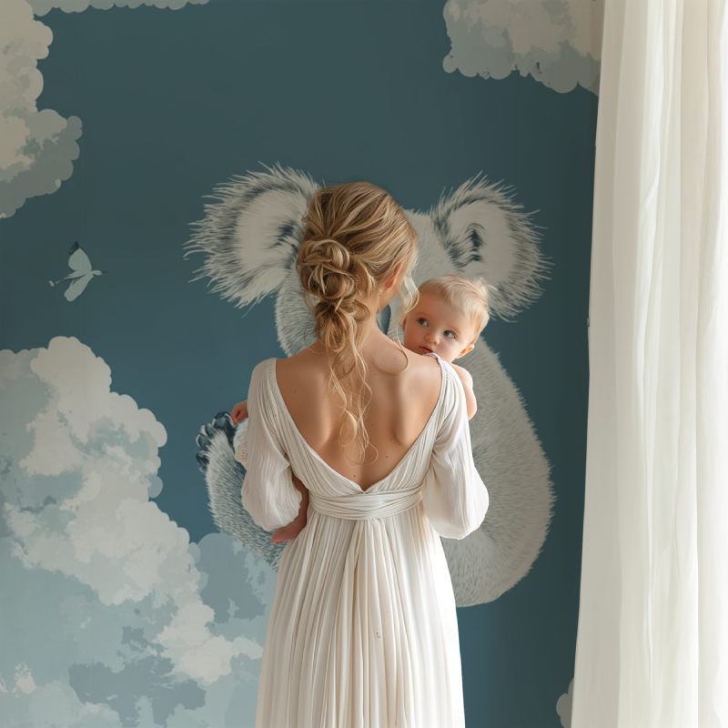 Papier peint koala cache dans un nuage bb123