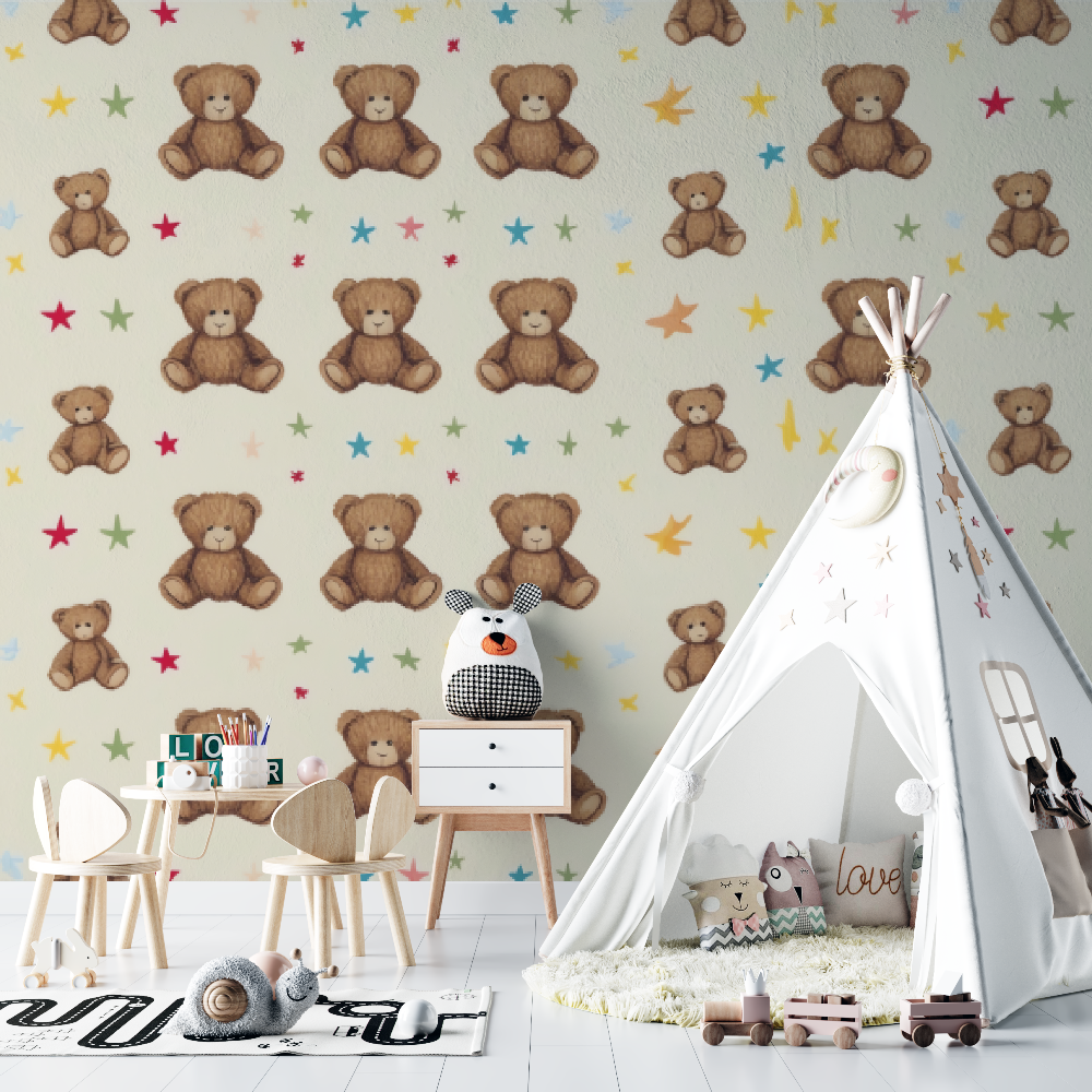 Papier peint bébé petit ours - bebe unisexe