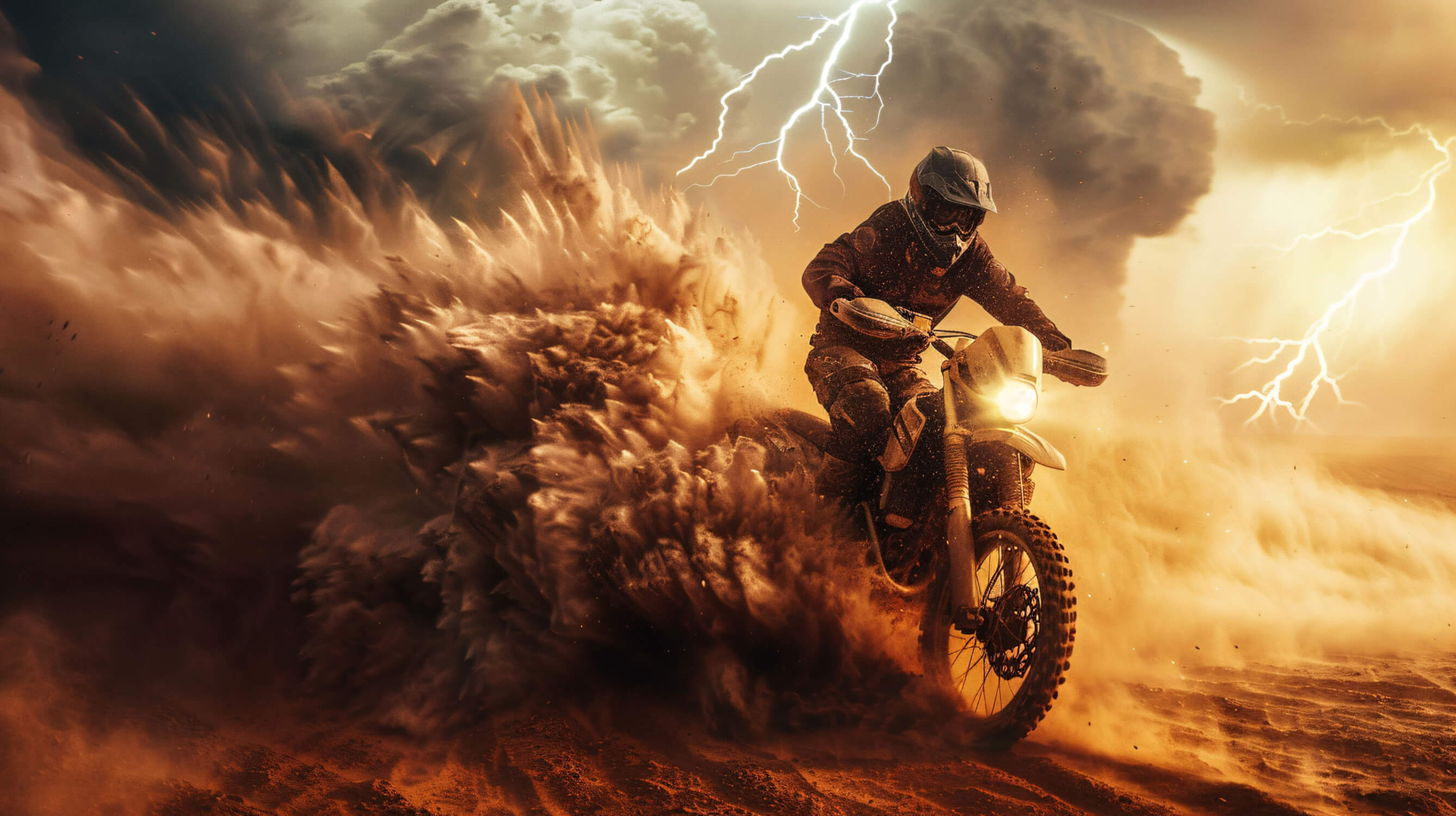 Papier Peint Moto Cross Désert En Feu