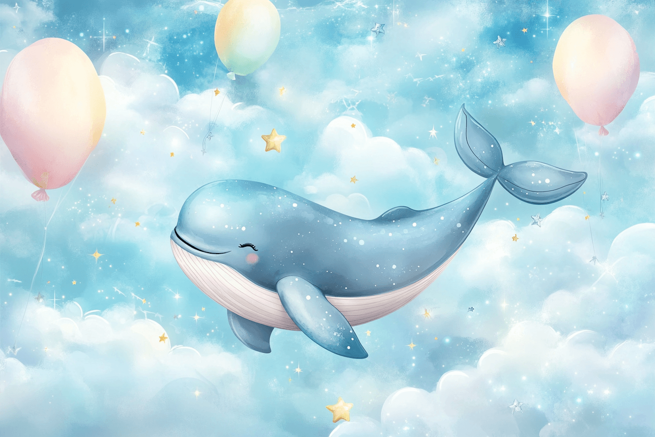 Papier Peint Marin Nuage avec Thème Baleine