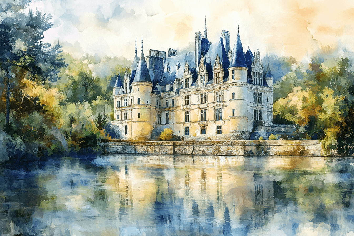 Papier Peint Chateau Aquarelle