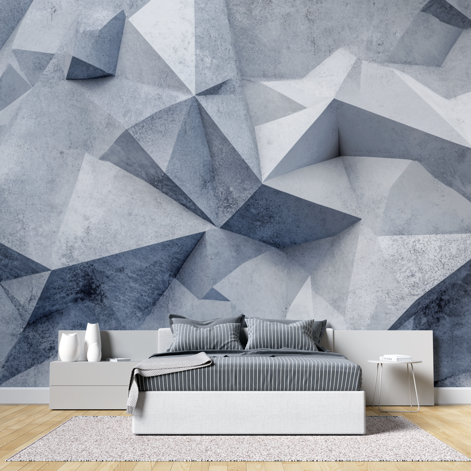 Papier peint mural trompe loeil tete de lit