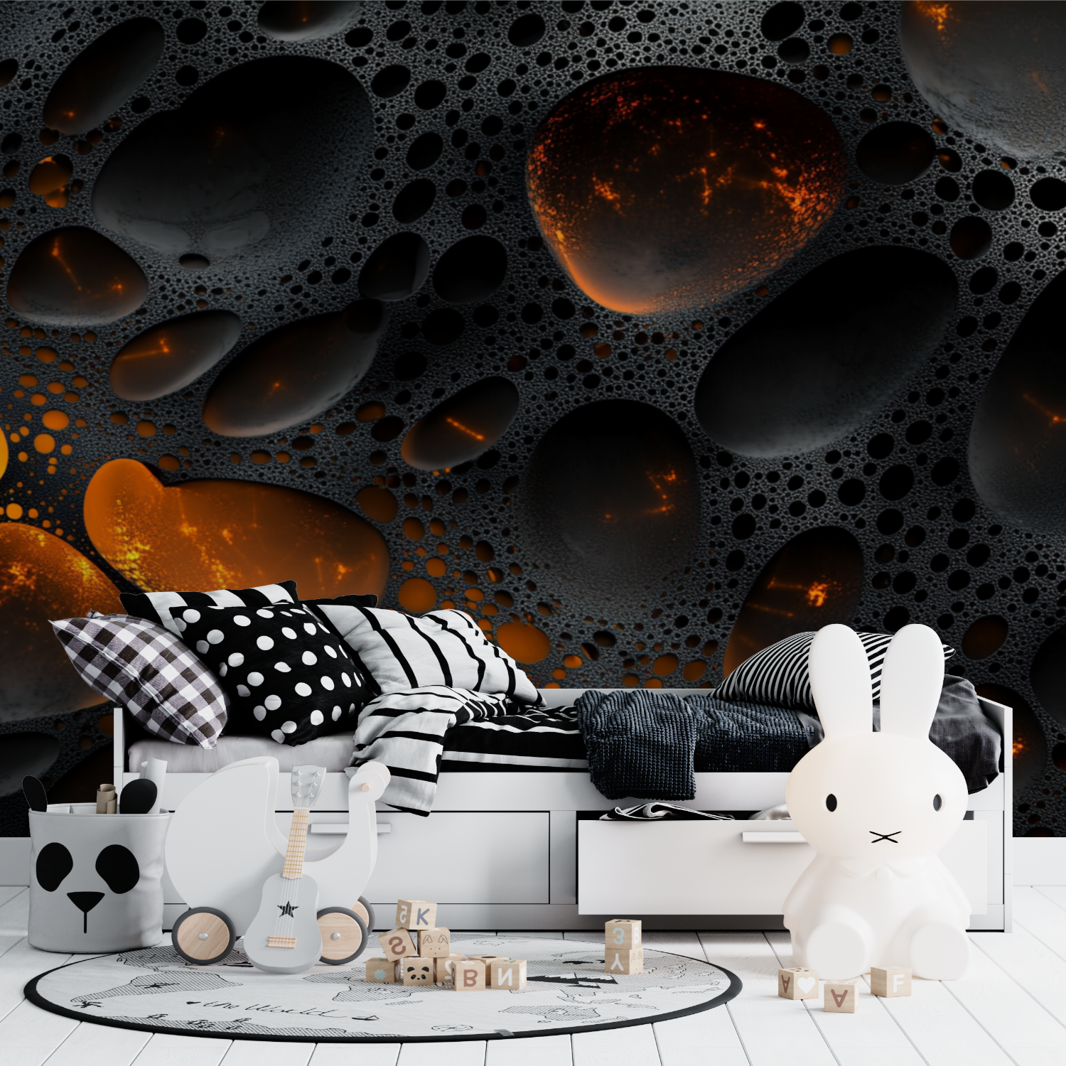 Papier peint effet neon gaming noir tapisserie ado