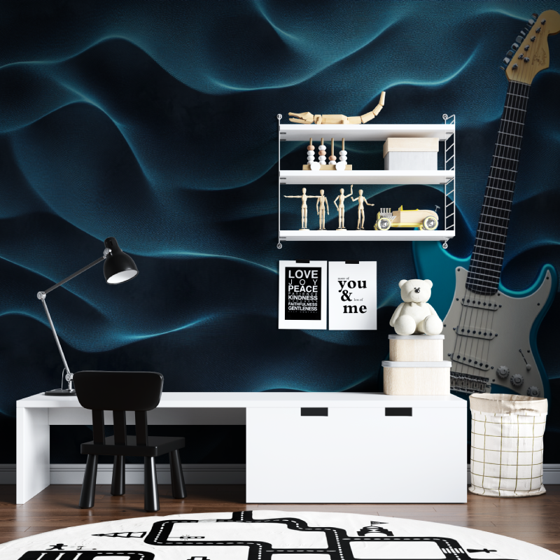 Papier peint guitare electrique bleu tapisserie chambre ados