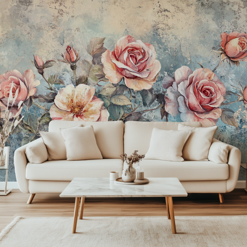 Papier peint fleur vintage canape simple