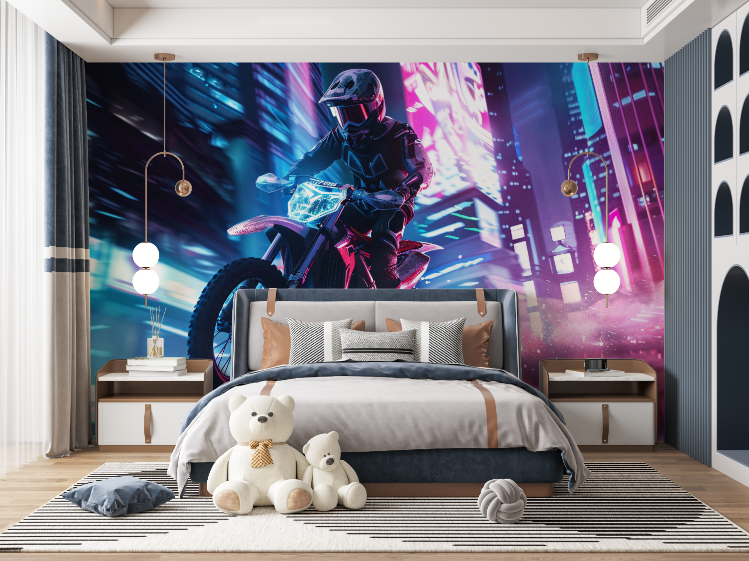 Papier peint motocross led mur panoramique