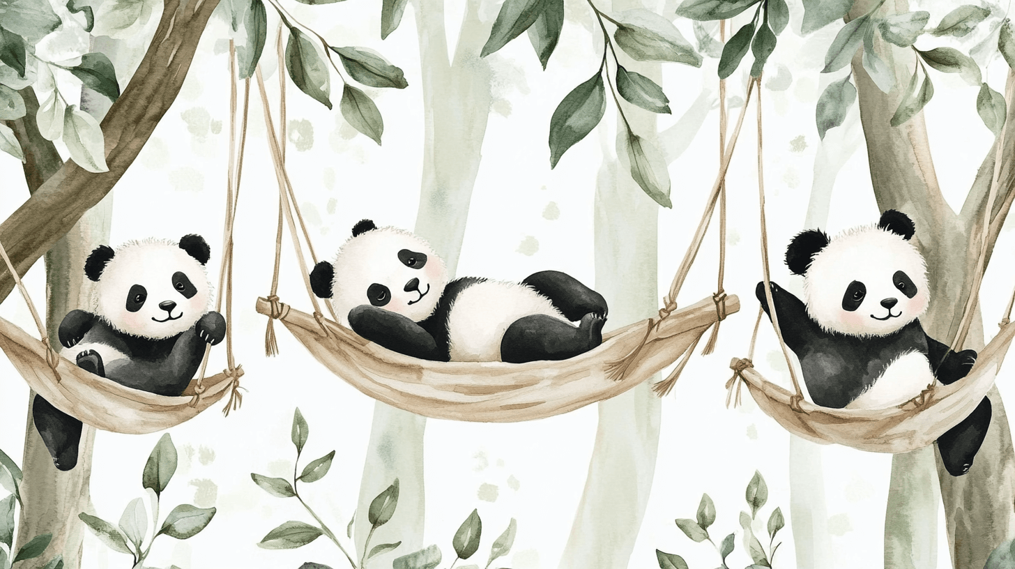 Papier Peint Bébé Panda Et Hamac