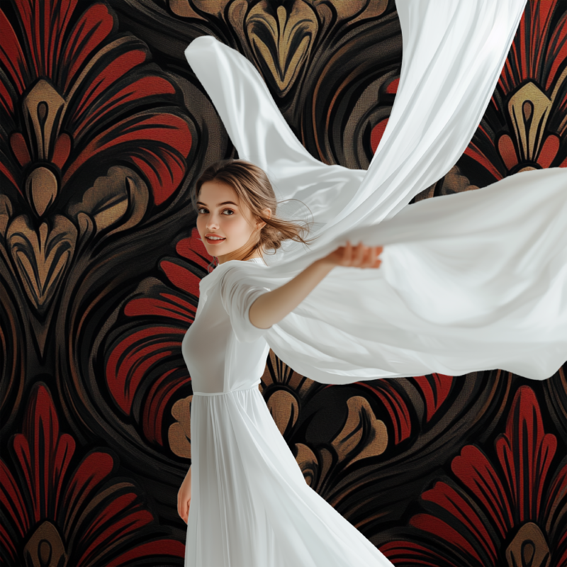 Papier peint vintage rouge et noir modele