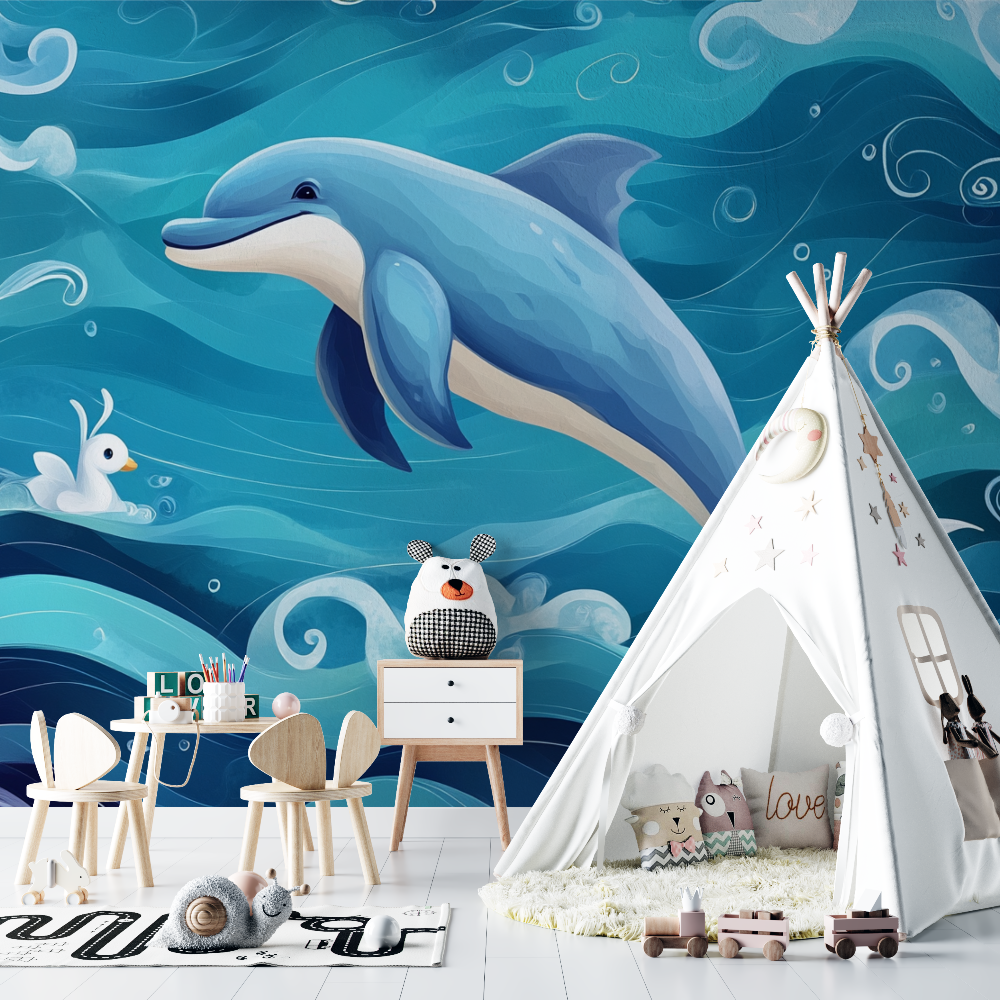 Papier peint marin flipper le dauphin chambre bebe