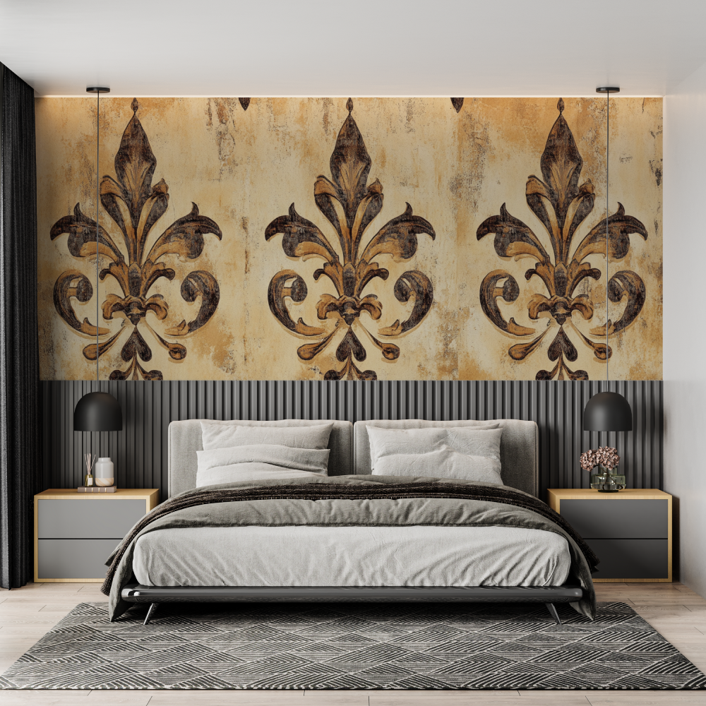 Papier peint fleur de lys fond ...ce chambre adulte tendance