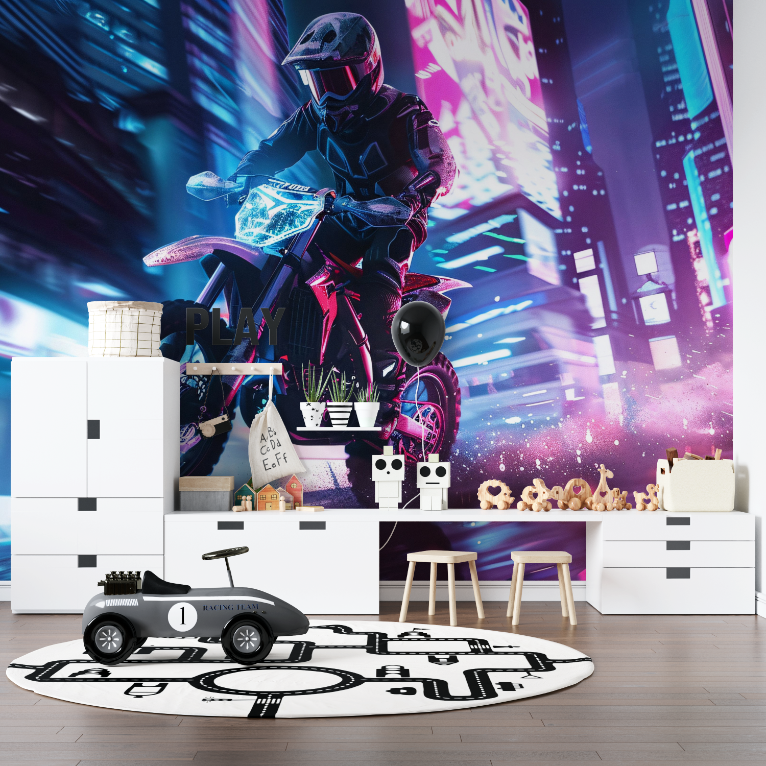Papier peint motocross led pano anime