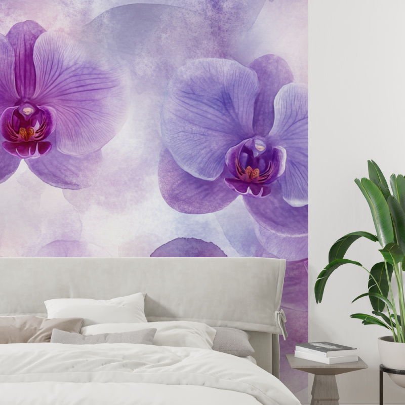 Papier peint aquarelle orchidee...icates tapisserie tendance