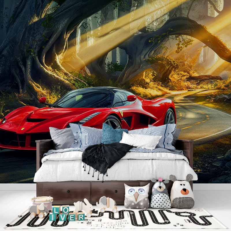 Papier peint voiture ferrari panoramique garcon