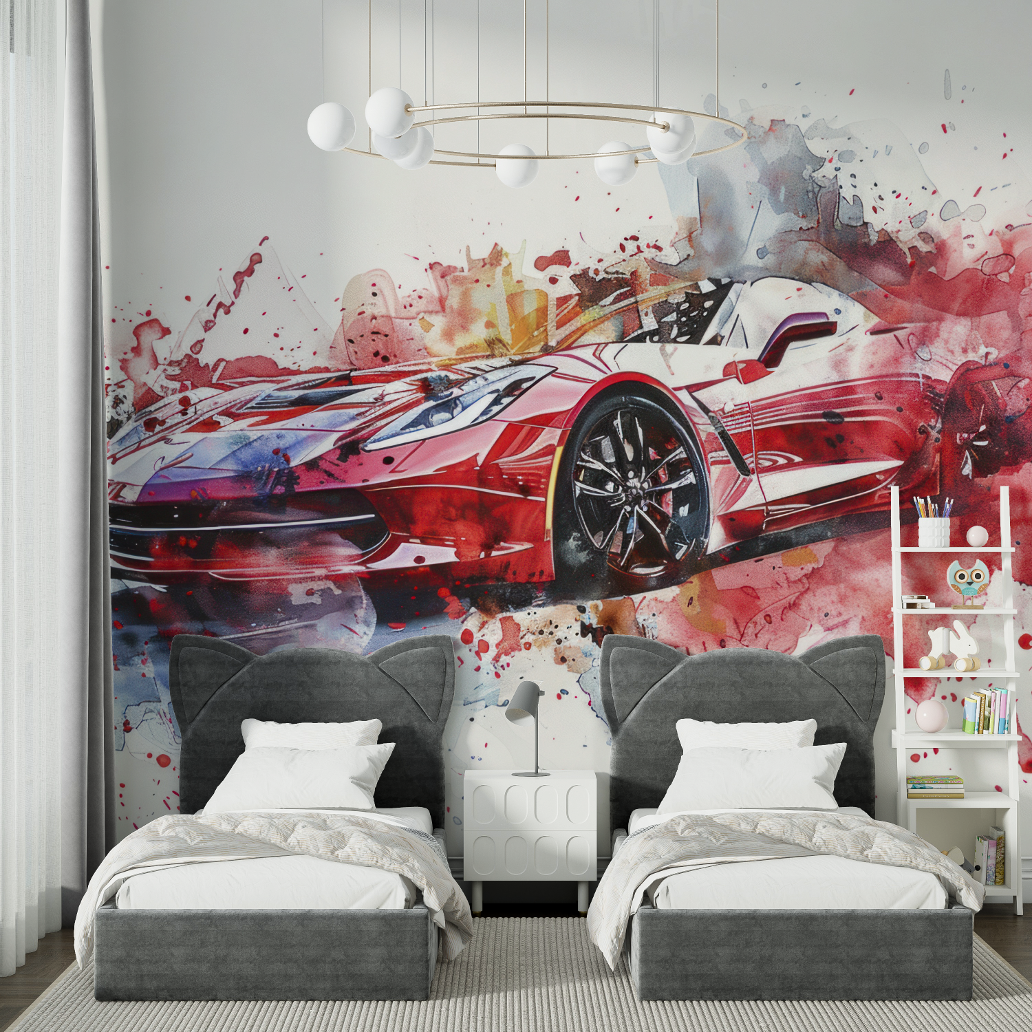 Papier peint poster geant voiture chambre spiderman