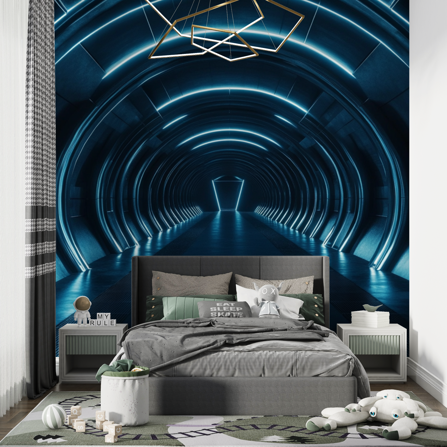 Papier peint couloir abandonne chambre de garcon