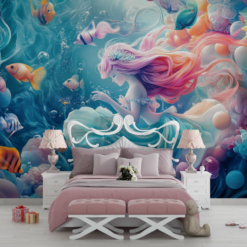 Papier peint princesse une petite sirene chambre filles
