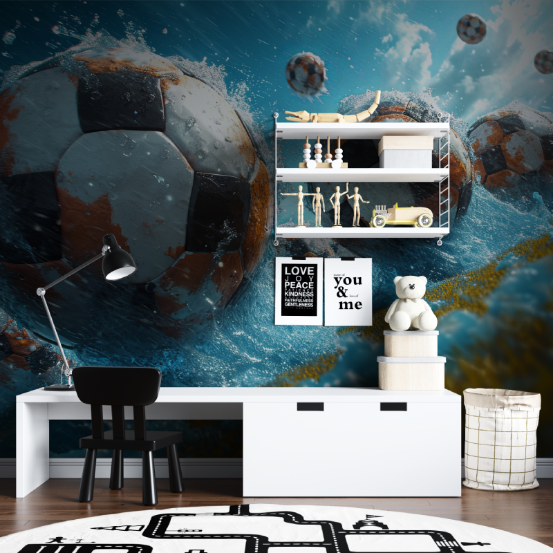 Papiers peint ballon de foot cinema tapisserie chambre ados