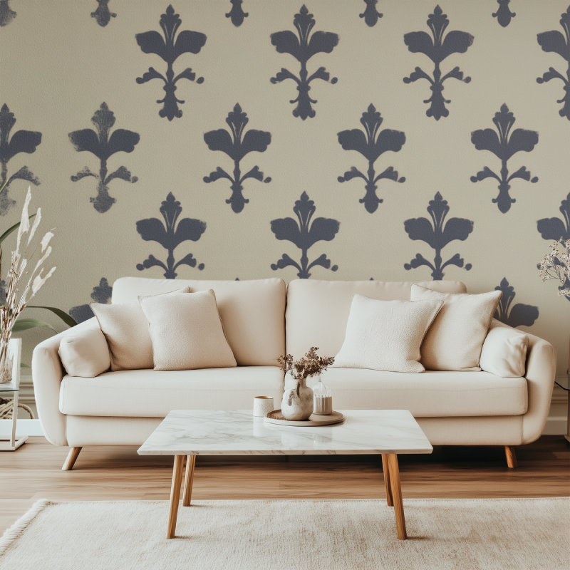 Papier peint vintage fleur de lys canape simple