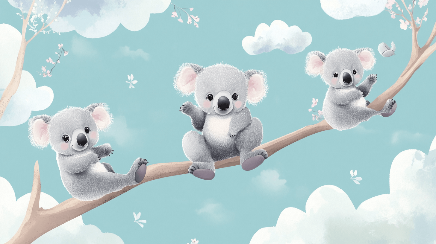 Papier Peint Koala Sur Fond De Ciel Pastel