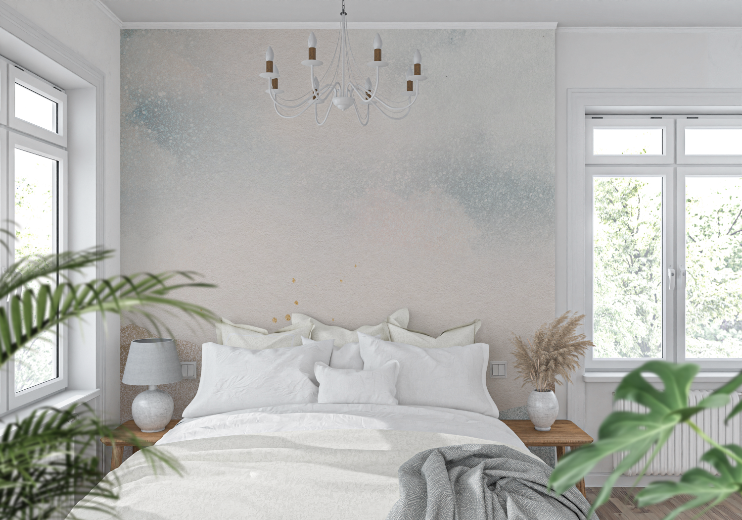 Papier peint aquarelle paysage leger tendance mur