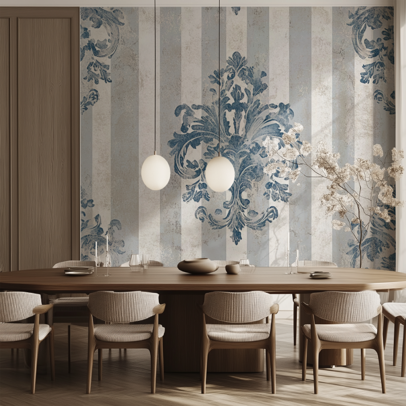 Papier peint vintage rayures gr...erle salle manger tendance