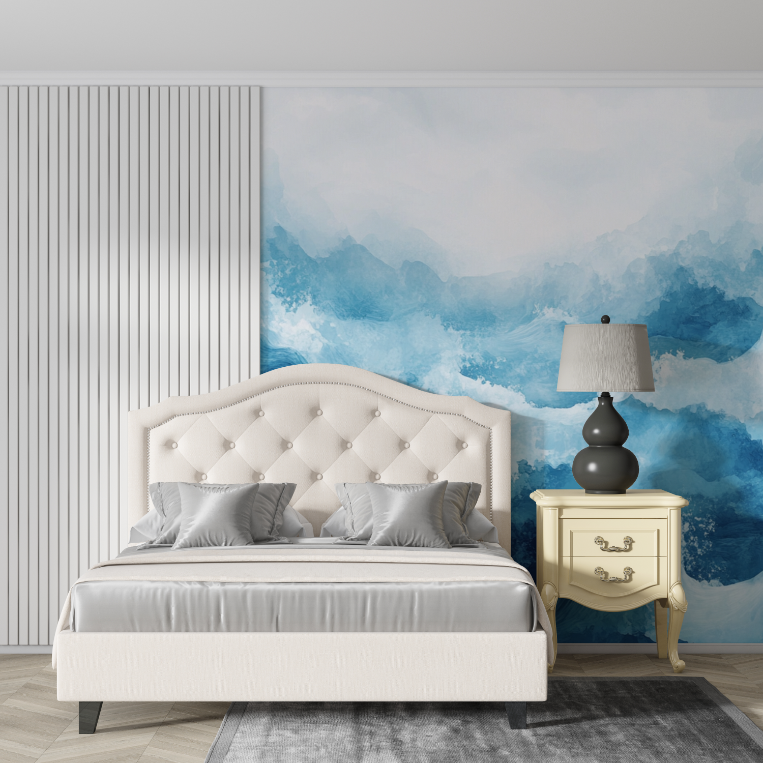 Papier peint aquarelle grande vague dynamique design