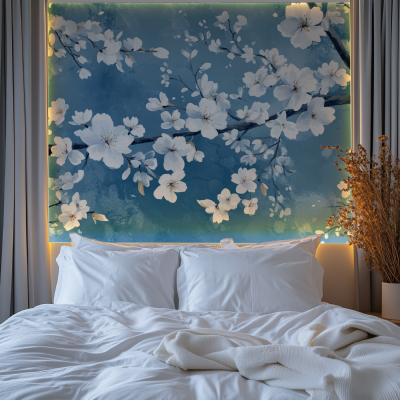 Papier peint fleur bleues de ce...r japonais chambre premium
