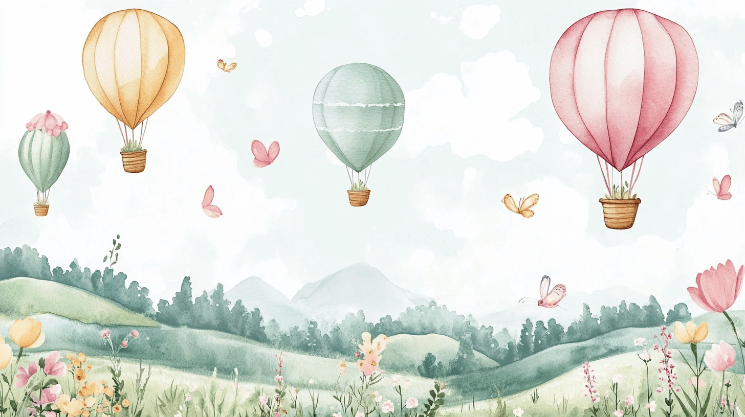 Papier Peint Montgolfière Et Paysages Champêtres