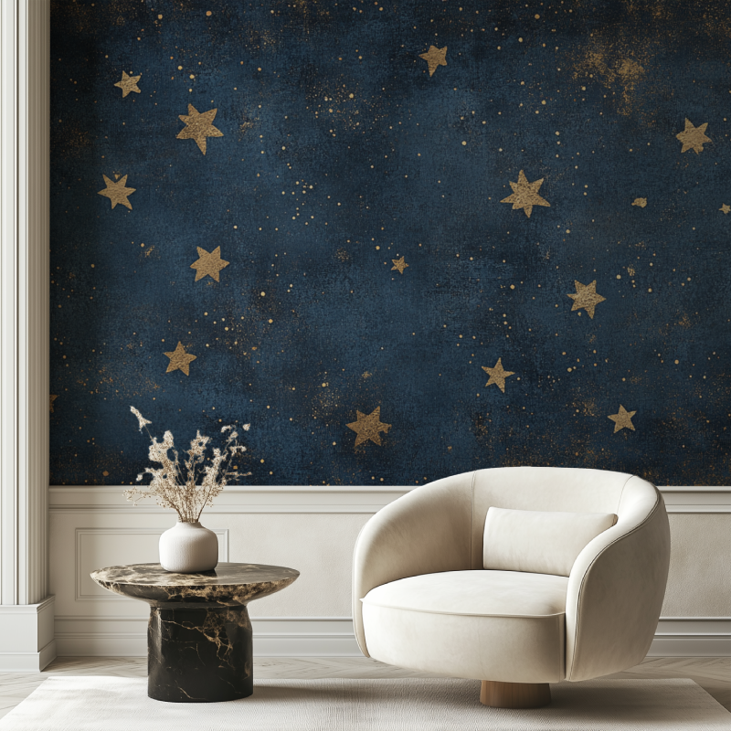 Papier peint vintage japonais etoile chaise tendance