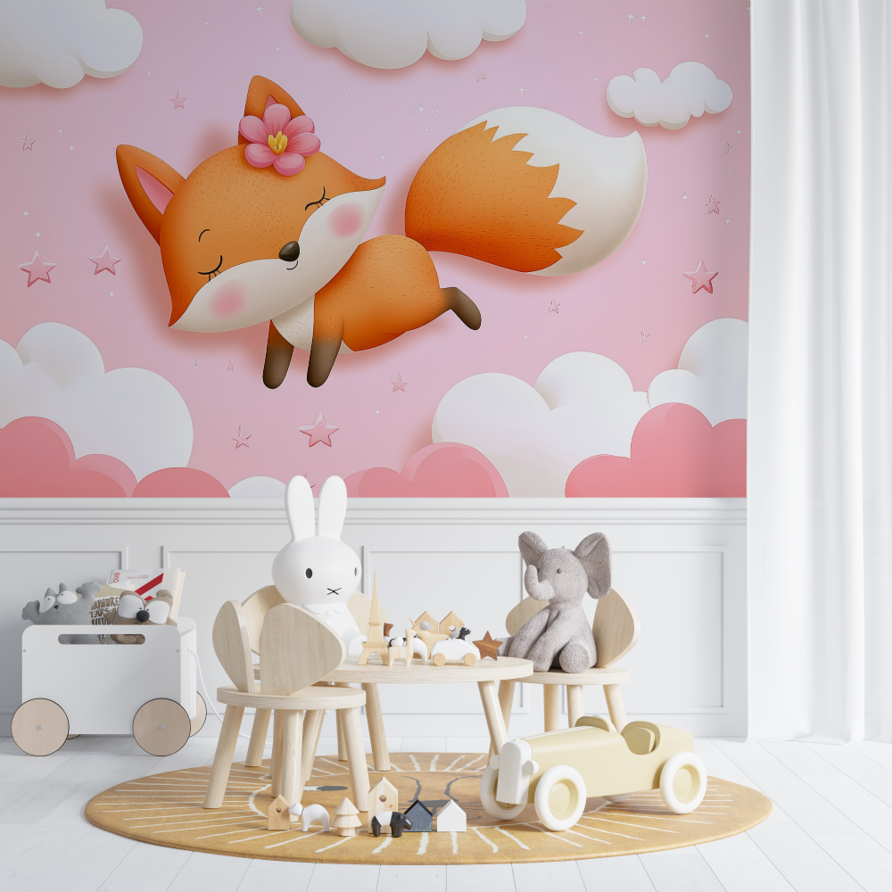 Papier peint renard chambre de fille chambre de bebe