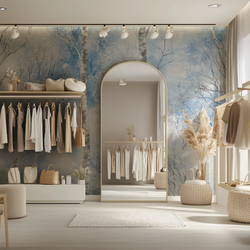 Papier peint arbre neige dressing