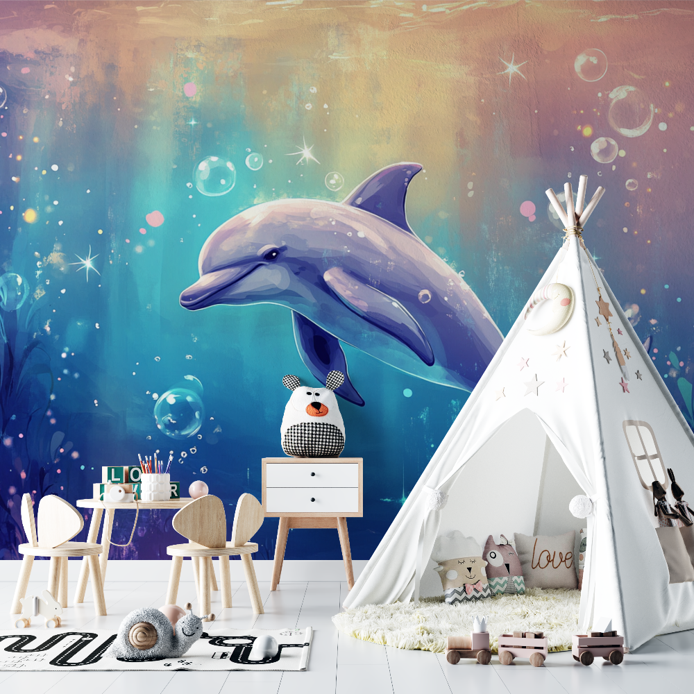 Papier peint marin mon gentil dauphin chambre bebe