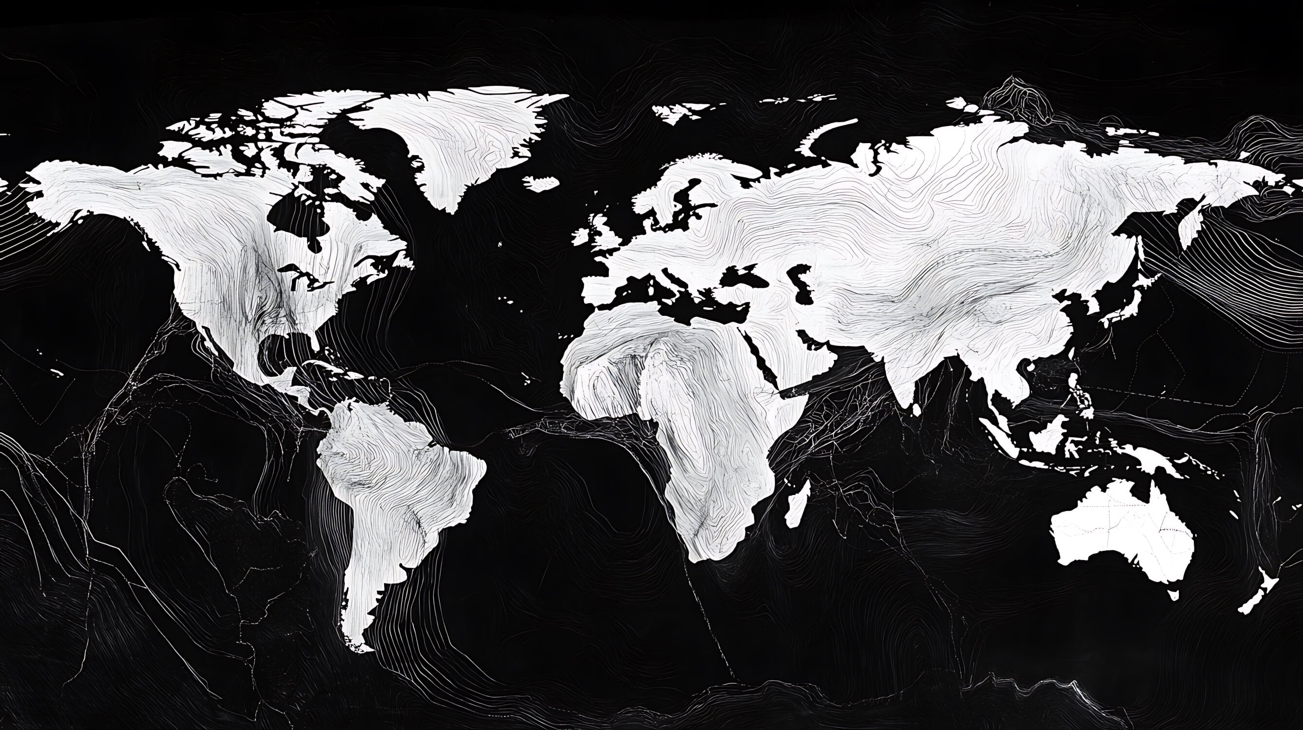 Papier Peint Carte Du Monde Noir Design