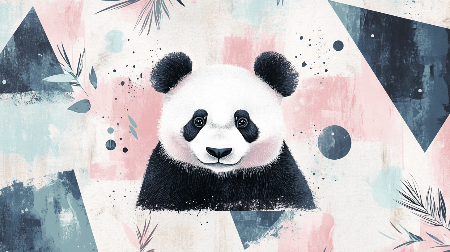 Papier Peint Panda Et Motifs Géométriques