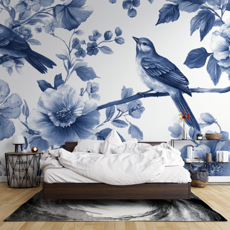 Papier peint aquarelle jardin b...armonieux leroy merlin mur