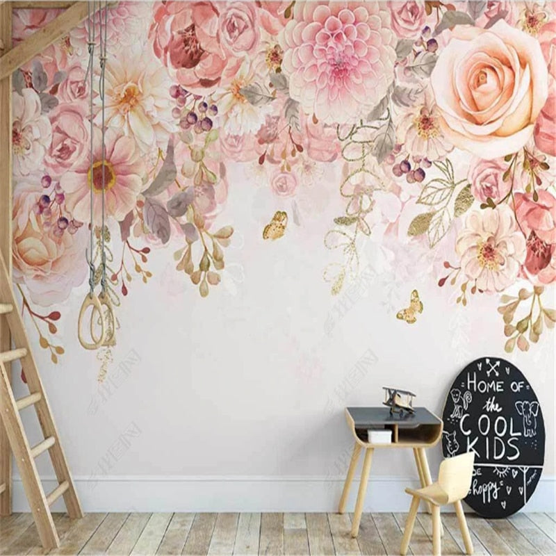 Bloemenbehang <br/> Roze Panoramisch