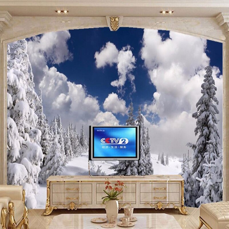 Custom Photo Wallpaper Winter Snow Landscape Forest Wall