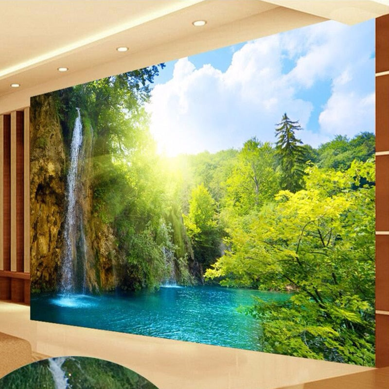 Custom 3D Mural Wallpaper Waterfall Landscape Lake Photo