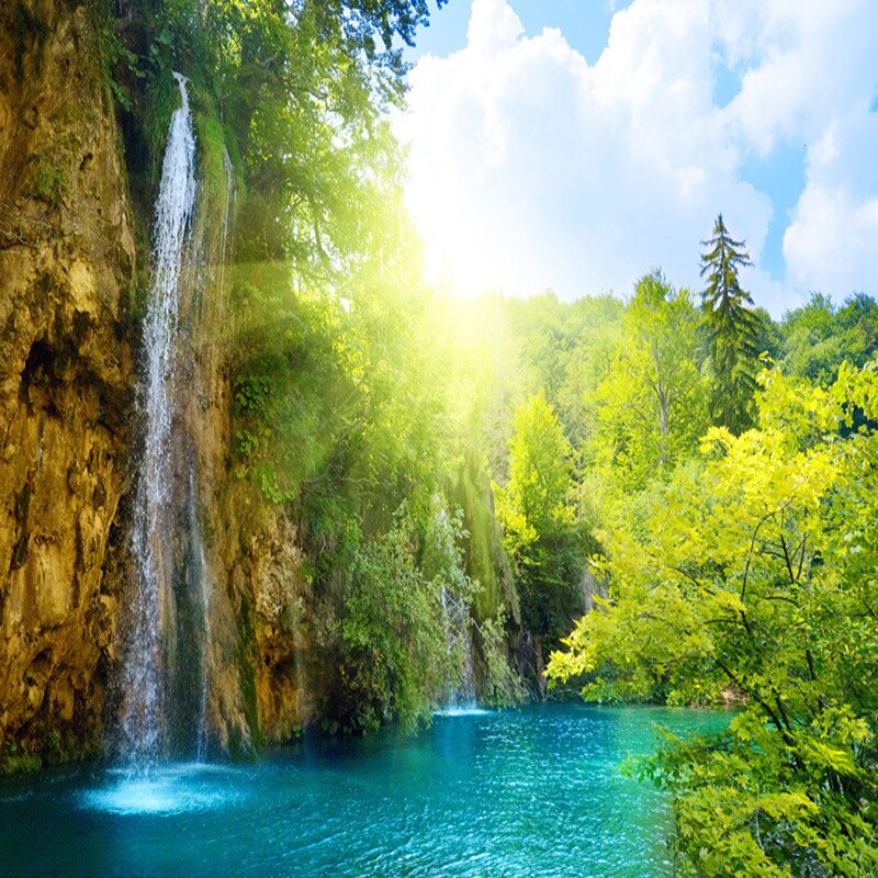 Custom 3D Mural Wallpaper Waterfall Landscape Lake Photo