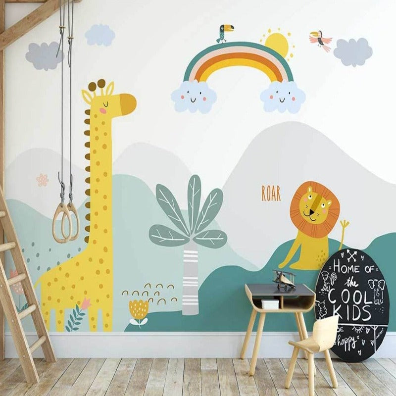 Dieren Behang <br/> Regenboog en jungle