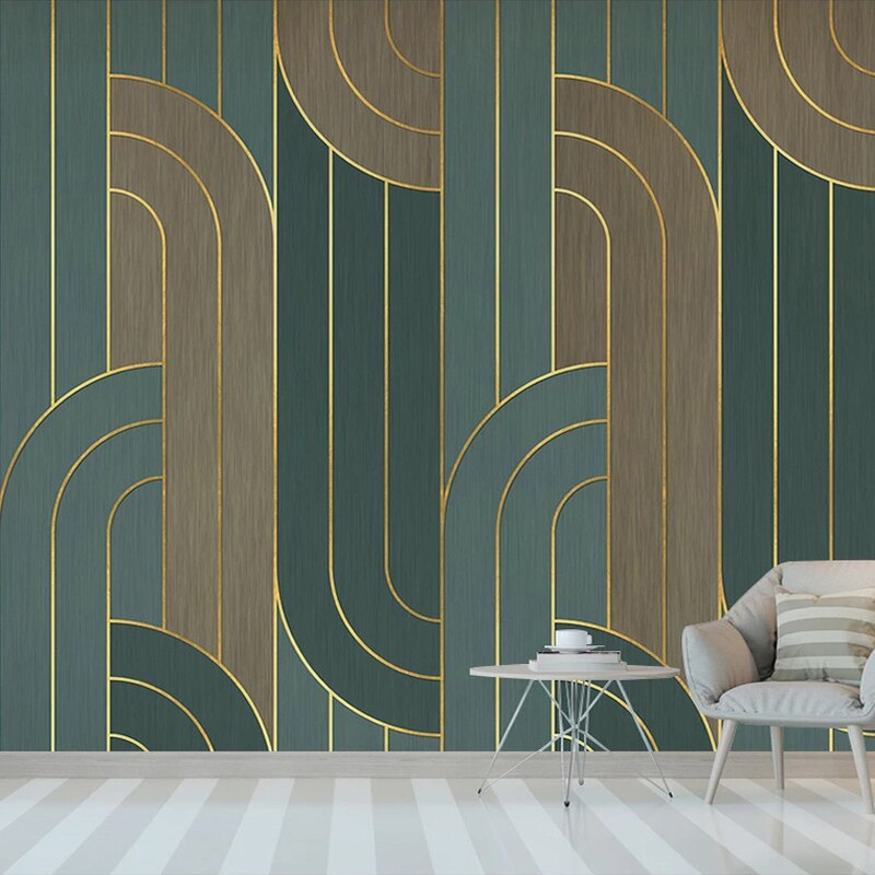 Green wallpaper living room