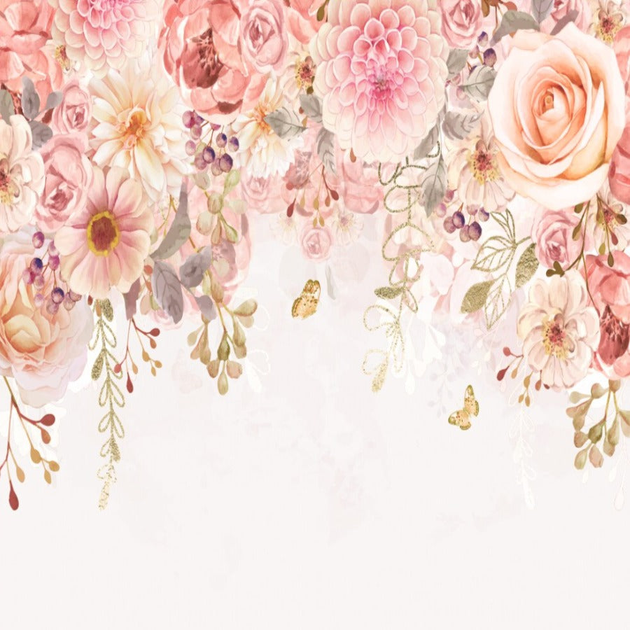 Bloemenbehang <br/> Roze Panoramisch