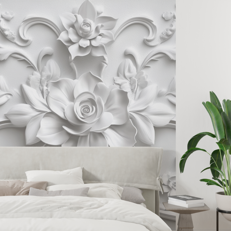 Papier peint trompe loeil moulure tapisserie tendance