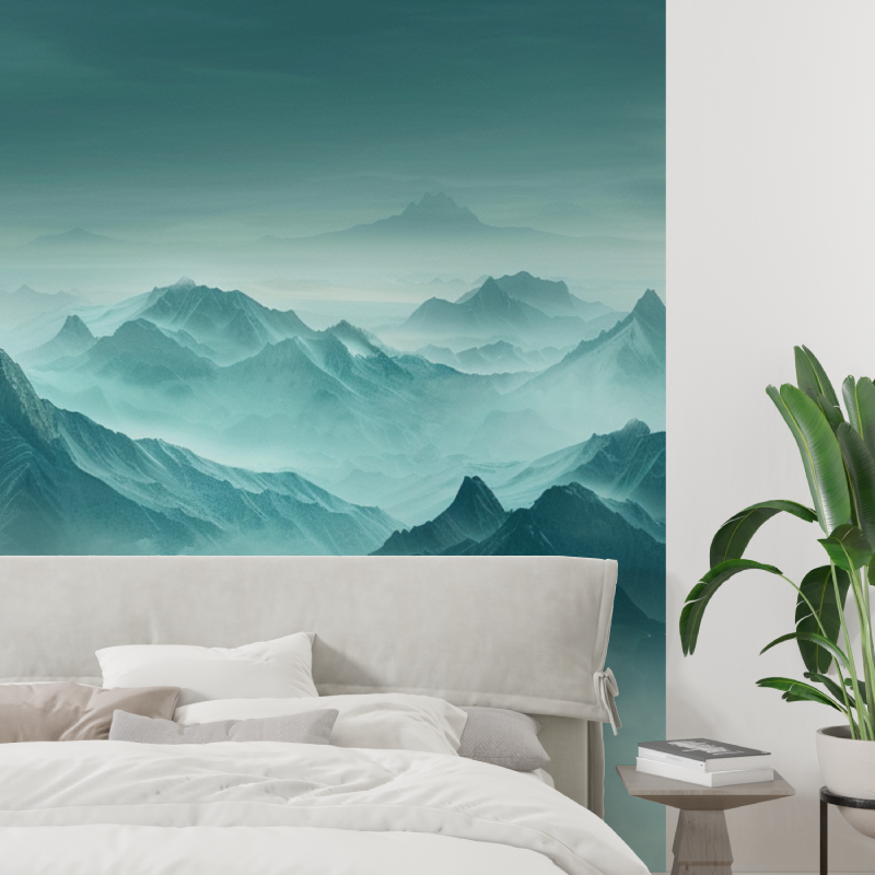 Papier peint sur mesure montagn...quoise tapisserie tendance